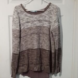 Maurices Brown and Cream Crew Neck Sweater
